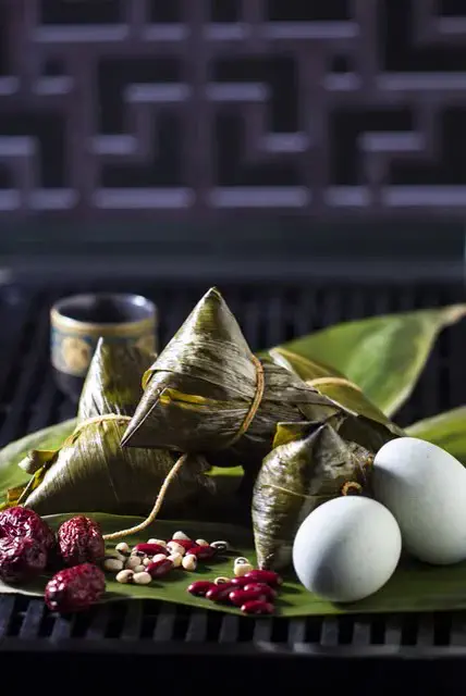 Cantonese zongzi wrapped in bamboo leaves for Dragon Boat Festival